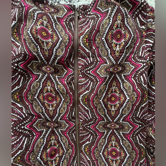 Prana Cece Long Sleeve Medallion Kaleidoscope Dress Red Pink Black - Size Small - Picture 3 of 5